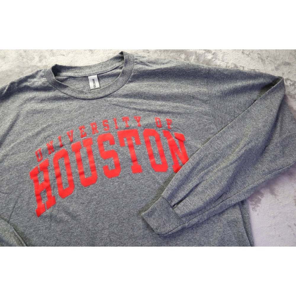 University Of Houston Cougars UH Gray‎ Long Sleeve T Shirt Men's Size L